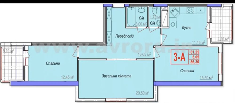 Продам 3к квартиру в строящемся жилом доме "Аврора"!