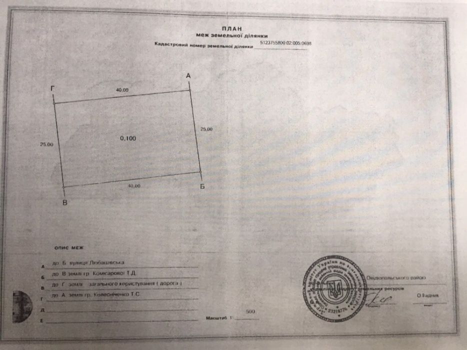 Land plot on Lyubashivska str.